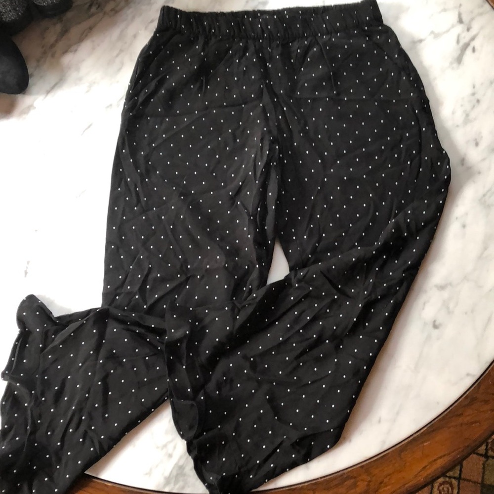 NWT LOFT black with white polka dot crop pants XS